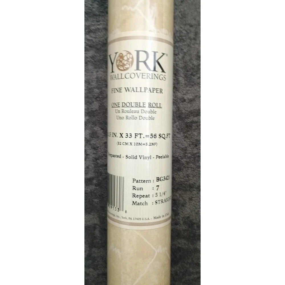 Imperial Wallpaper Vintage 2 DBL Rolls Prepasted Beige&White BG3421 56 SQ. Ft.